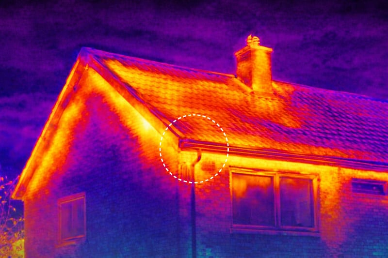 Thermografische opname van dak of constructie met warmteverlies